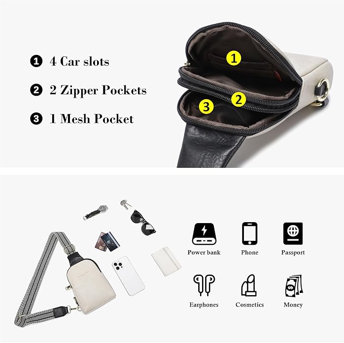 INICAT Small Sling Bag for Women Everyday & Travel Crossbody Bags Lightweight Cross Body Purses Vegan Leather