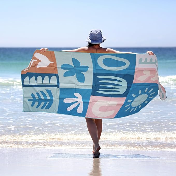 PY SUPER MODE 2 Pack Beach Towel - 75 x 35 inches Quick Dry Microfiber Beach Towels Oversized, Lightweight Soft and Absorbent Suitable for Swimming Pool Camping for Kids & Adults