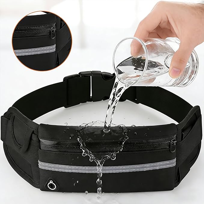 Anti-theft Invisible Waist Bag, Ultra-Slim Money Belt Passport Holder Secure Hidden Travel Wallet with RFID Blocking (Black)