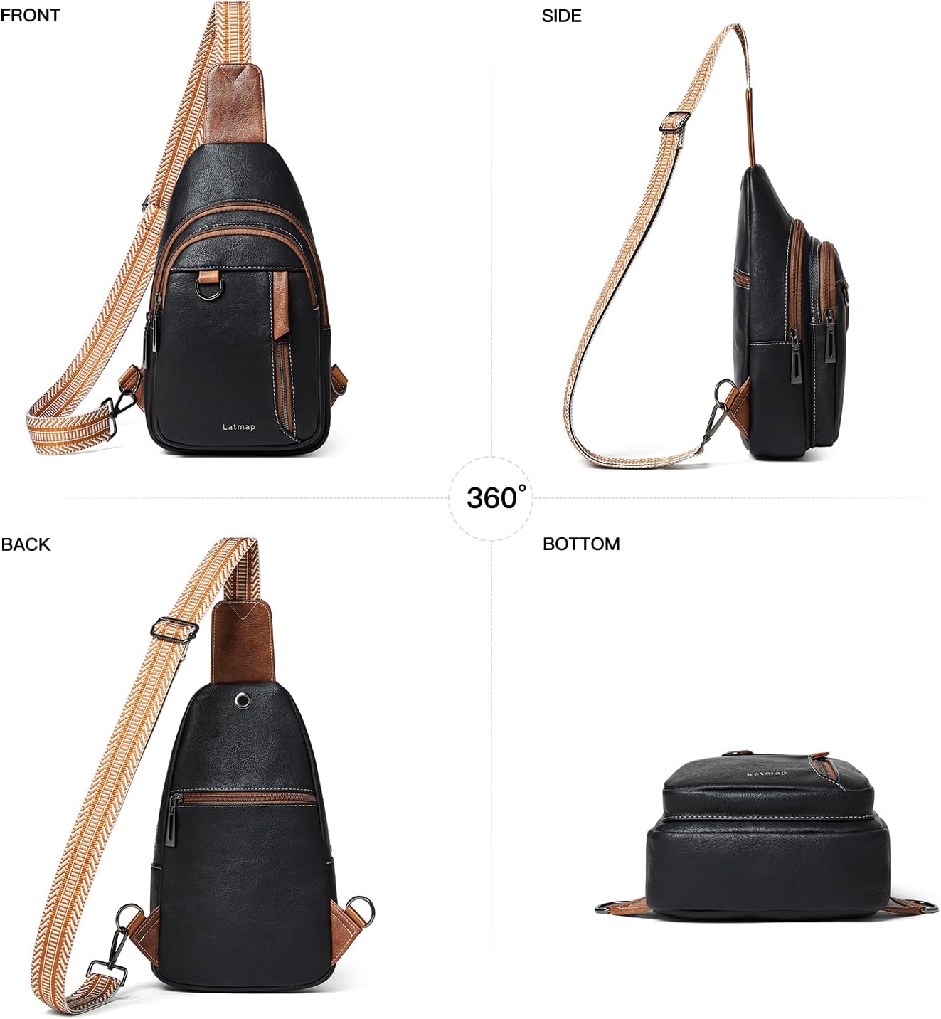 7L Sling Bag for Women Men Leather Small Sling Backpack Daypack Anti Theft Fanny Pack Crossbody Purse Travel