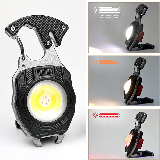 MAKDAK 2PC Keychain Flashlight Rechargeable Cob Keychain Work Light 7 Modes 1600Lumen High Lumen Flashlights for Emergencies,EDC