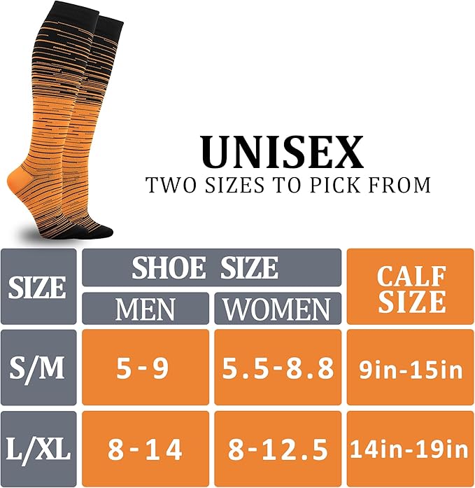 fenglaoda 3 Pairs Compression Socks for Women & Men Knee High Nurse Pregnant Cute Medical Running Travel Athletic