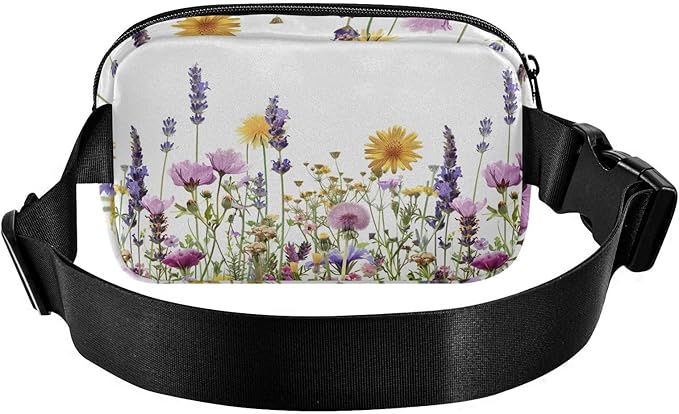 Spring Wild Flowers Fanny Pack for Women Men Water Resistant Fashion Waist Packs with Adjustable Strap Belt Bag for Travel Workout Jogging Hiking 21220007