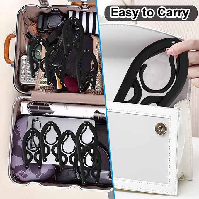 24 PCS Travel Hangers,Portable Folding Clothes Hangers Travel Accessories,Foldable Clothes Drying Rack,Clothes Hangers with Clotheslines,Black Non Slip Clothing Hangers