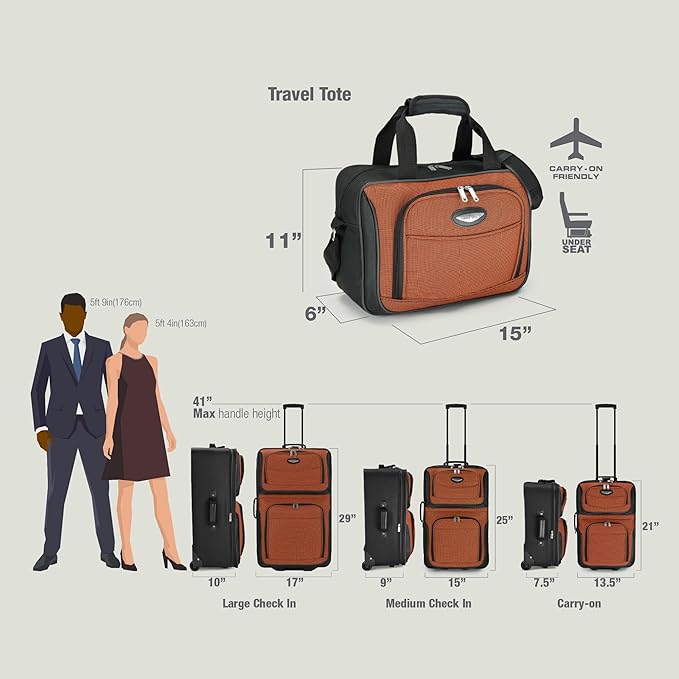 Travel Select Amsterdam Softside Expandable Luggage with Rolling Wheels, Red, 4-Piece Set (15/21/25/29)