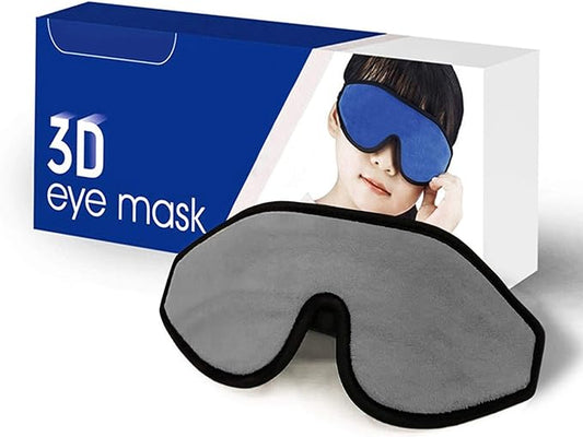 3D Sleep Mask for Kids, Light Block Sleeping Blindfold Memory Foam Contoured Eye Mask for Sleep, Adjustable Strap Eye Cover and Travel Sleep Mask for Boys Girls, Grey