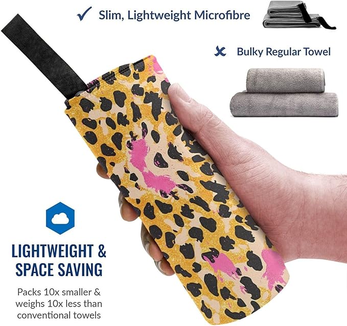 Pink Leopard 1 Sand Free Beach Towel – 27.5"X55" Quick Dry Microfiber Beach Towels for Travel, Swimming, Pool, and Camping, Absorbent and Compact Beach Essential for Women, and Men