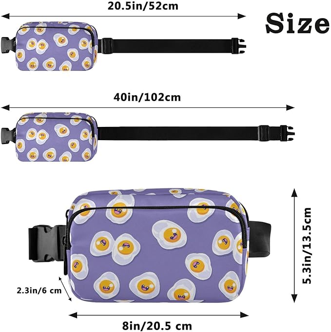 Kawaii Fried Eggs Fanny Pack for Women Men Water Resistant Fashion Waist Packs with Adjustable Strap Belt Bag for Travel Workout Jogging Hiking 21219092