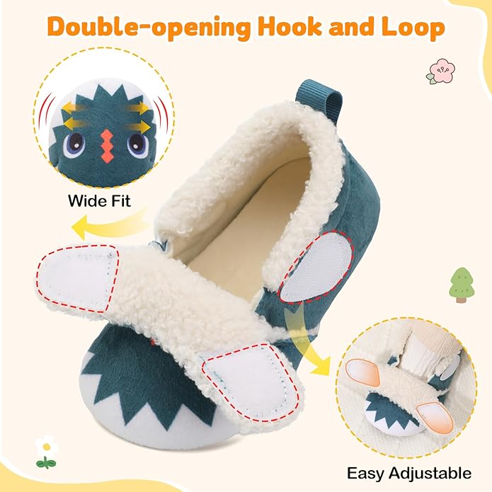 JOINFREE Toddler Slippers Boys Girls Adjustable House Shoes Barefoot Sock Shoes with Rubber Sole Baby Comfort Warm Indoor Outdoor Walking Shoe