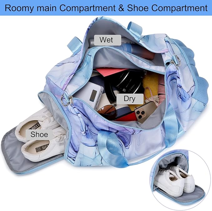 Sports Duffel for Girls Dance Bag Girls Duffle Weekender Bags Teen Gym Travel Ballet Bag with Shoe Compartments