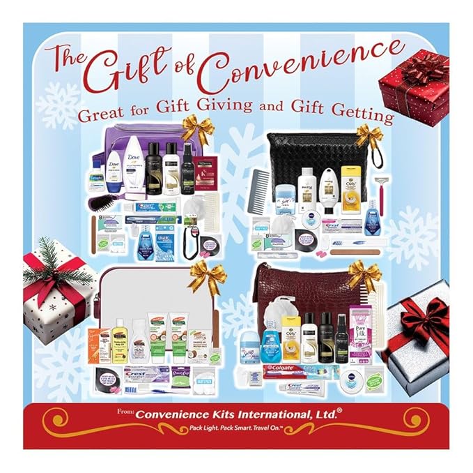 Convenience Kits International Men’s Premium 20-Piece Kit with Travel Size TSA Compliant Essentials, Featuring: Dove Men & Care Products in Brown Dopp Bag
