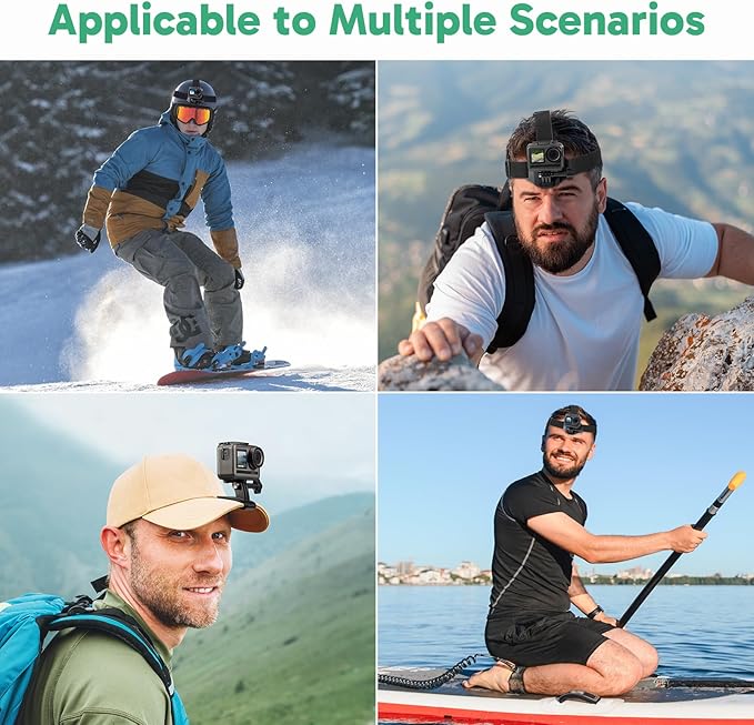 AKASO 2-in-1 Quick Release Adjustable Head Strap Mount for GoPro Hero 13 12 11 10 9, EK7000/EK7000 Pro, Brave 4/4 Pro, Brave 7/7 LE, V50 X, V50 Elite, DJI Osmo Action Cameras