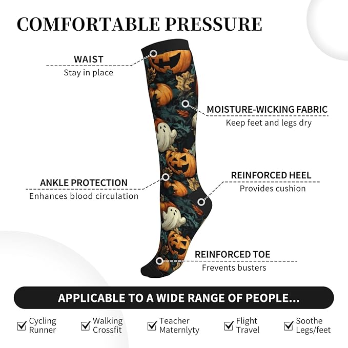 Compression Socks Knee High Circulation Support Socks For Women Men Athletic Running Work Hiking Cycling Travel