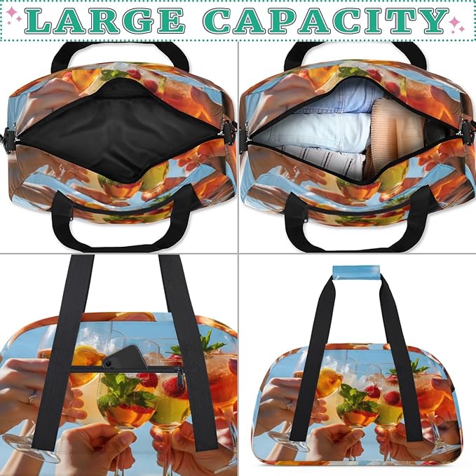 Cocktail Print Kids-Duffel-Bags Gymnastics Dance Bag Carry-On Overnight Travel Gym Lightweight Dance Sports Bags For Girls Boys Kids，