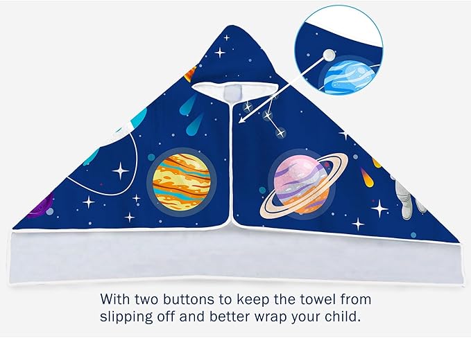 Bonsai Tree Spaceman Hooded Beach Towel for Kids, Cute Space Man Bath Towel with Hood, Boy Microfiber Super Absorbent Soft Poncho Bathrobe for Swin Pool 30" x 50”