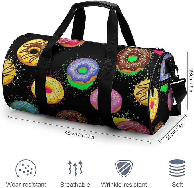 Gym Sports Travel Workout Bag Splash Doughnut Donut Dance Yoga Gymnastics Bag Basketball Football Weekender Bags for Men Women