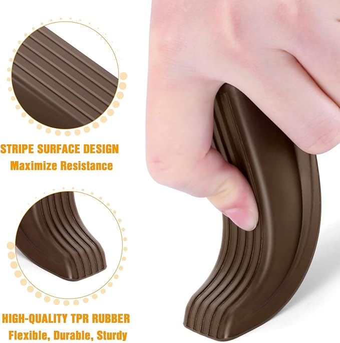 Crosize 5 Pack Door Stoppers for Bottom of Door, Premium Rubber Door Stops, Sturdy Door Wedge for Carpet, Tile, Concrete, Wood, Door Holder for Heavy Duty Door, Brown