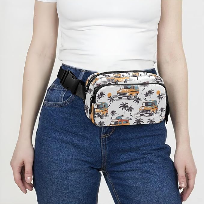 Beach Coconut Tree Surf Trucks Fanny Pack for Women Men Water Resistant Fashion Waist Packs with Adjustable Strap Belt Bag for Travel Workout Jogging Hiking 21219396