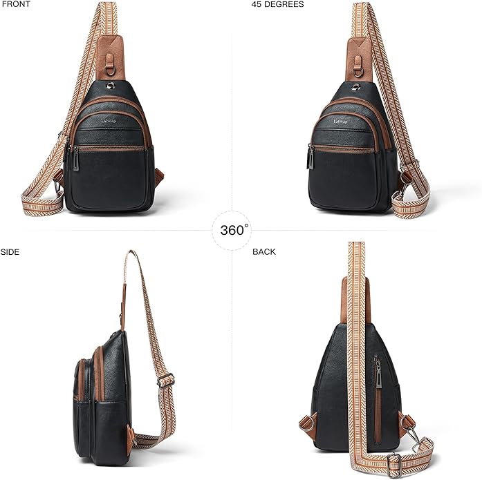 Sling Bag For Women Faux Leather Small Casual Daypack Backpack Fanny Pack Crossbody Chest Bags Purse