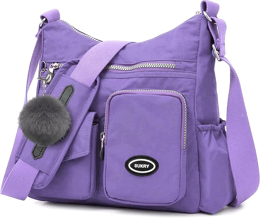 SUKRY Nylon Crossbody Bag for Women with Anti theft RFID Pocket, Waterproof Shoulder Bag Travel Purses and Handbag