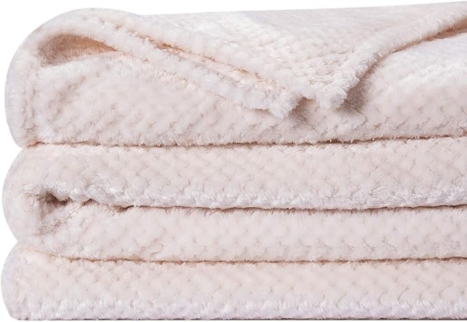 Fuzzy Throw Blanket, Plush Fleece Blankets for Adults, Toddler, Boys and Girls, Warm Soft Blankets and Throws for Bed, Couch, Sofa, Travel and Outdoor, Camping (Queen(80"x90"), XXL-Cream)