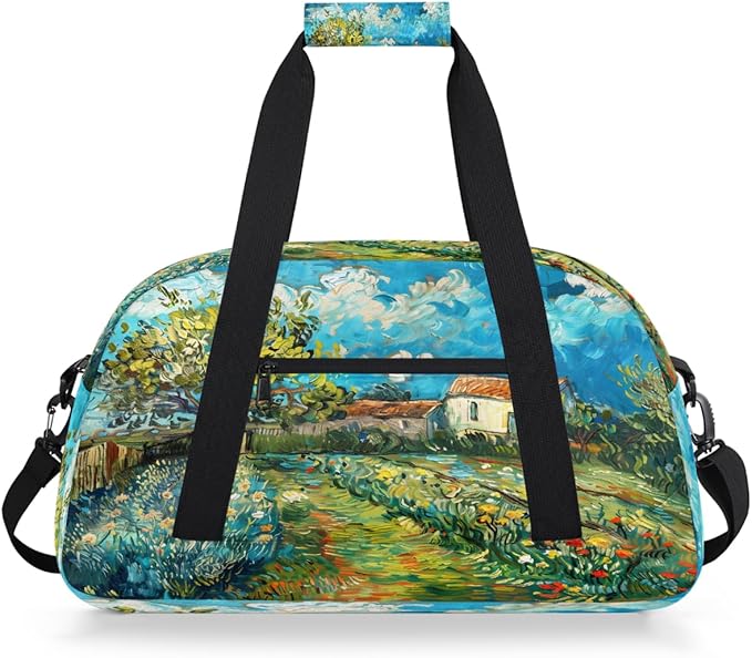 Travel Duffle Bag for travel duffle bag sports Girls Boys Kids Lscape Oil Painting Farm Lightweight Overnight Sleepover Weekender Bags Small Dance Gym Sport Bag Teens Carry-On Size Workout Bag