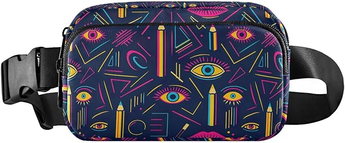Doodle Eyes Fanny Pack for Women Men Water Resistant Fashion Waist Packs with Adjustable Strap Belt Bag for Travel Workout Jogging Hiking 21220486