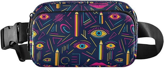 Doodle Eyes Fanny Pack for Women Men Water Resistant Fashion Waist Packs with Adjustable Strap Belt Bag for Travel Workout Jogging Hiking 21220486