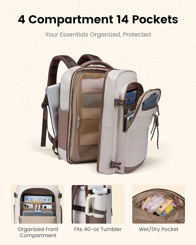 LOVEVOOK 50L Travel Backpack for Women, Airline Approved Carry On Luggage, TSA Personal Item Bag fits 17 Inch Laptop, Waterproof Weekender Overnight Suitcase for Work