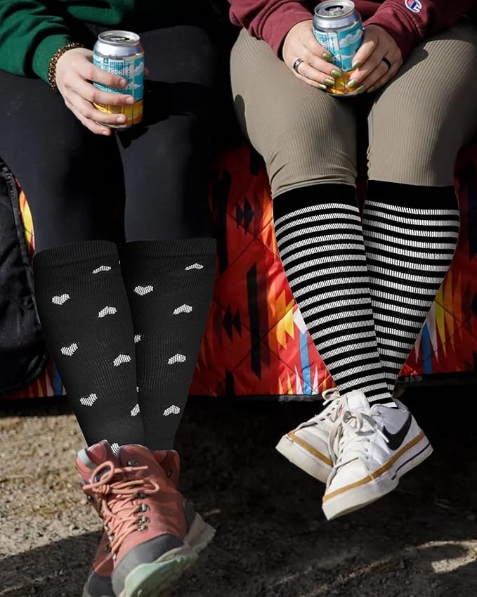 2Packs Compression Socks for Women - 15-20 mmHg Graduated Circulation Support for Nurses, Athletes and Travel
