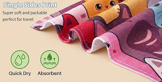 LIVILAN Large Kitten Cat Beach Towel, 30" X 60" Soft Microfiber, Absorbent, Quick Dry, Sand Free, Light, Multiuse for Bath, Pool, Swim, Cute Cat Gifts