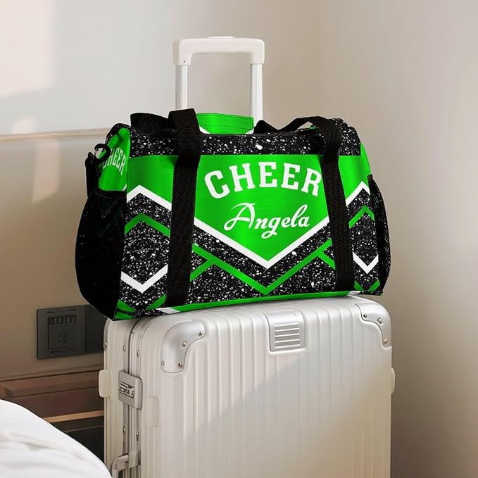Shoe Bag Green Cheerleaders Black Bling Print Travel Bags Lightweight Duffel Bag Gym Dance Sport Perform Training for Teens Women Men Gym Bags