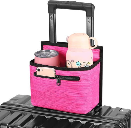 Luggage Travel Cup Holder Attachment for Suitcase Drink Carrier Caddy, Coffee Mug and Tumblers, Traveler Carry on Hands Free Accessory- Gifts for Flight Attendants Travelers Accessories
