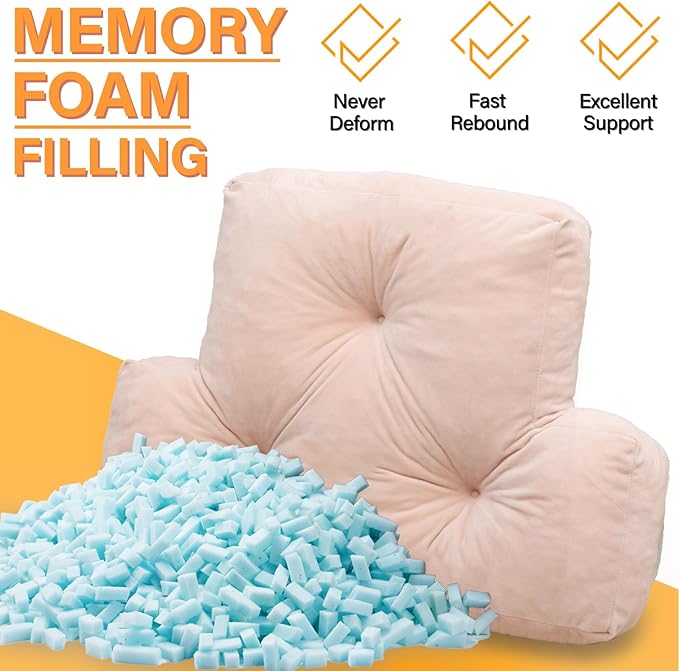 Back Pillow for Chair, Memory Foam Lumbar Pillow for Back Support, Back Rest Cushion for Office, Sofa, Couch Sitting, Recliner, Bed and Lower Back Pain (Pink)
