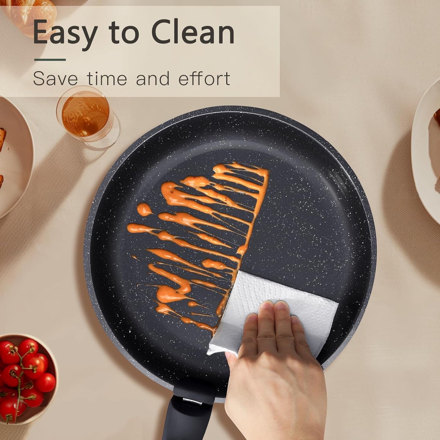 GiPP Ceramic Pots and Pans Set Non Stick, 11 Piece Nonstick Detachable Handle Cookware Sets, Non Toxic Induction Kitchen Pot and Pan with Removable Handle, Healthy RV Cookware, Dishwasher ＆Oven Safe