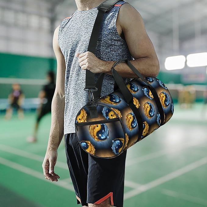 Foldable Gym Travel Bag KoiFish Fish Yin Yang Overnight Weekender Travel Bag Dance Sports Gymnastics Bags Unisex Overnight Bags