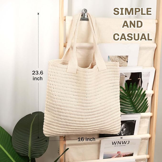 hatisan Crochet Bags for Women - Summer Beach Tote, Aesthetic Hippie Knit Bag