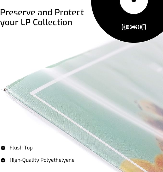 Hudson Hi-Fi Anti-Static Vinyl Record Sleeves - Durable Clear Disc Sleeves- Protect Your LP Albums from Scratches, Dust & Dirt - Acid-Free Rice Paper Disc Covers, 50x Outer Sleeves