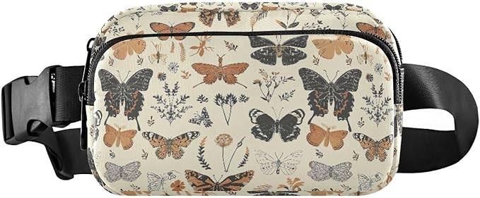 Vintage Butterflies Fanny Pack for Women Men Water Resistant Fashion Waist Packs with Adjustable Strap Belt Bag for Travel Workout Jogging Hiking 21219208