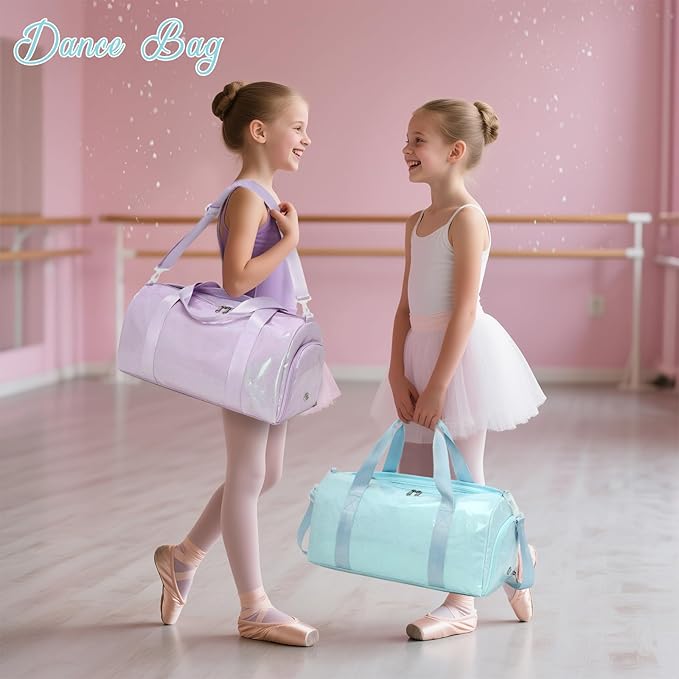 BTOOP Duffle Bag for Girls Kids Gym Sports Women Workout Travel Bag Weekender with Shoe Compartment and Wet Pocket (Blue)