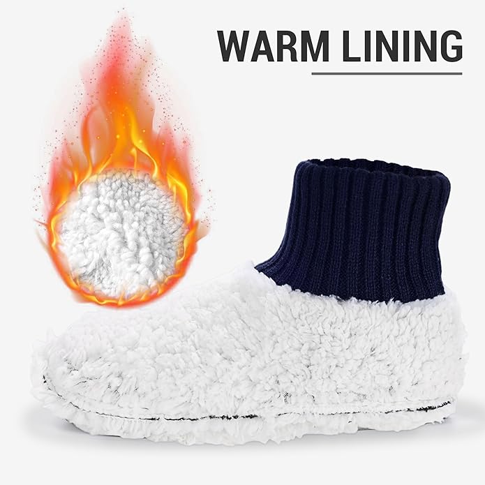 Ultrafun Fuzzy Slipper Socks for Men, Non Slip Warm Plushed Lined Indoor House Socks with Grips Christmas Gifts