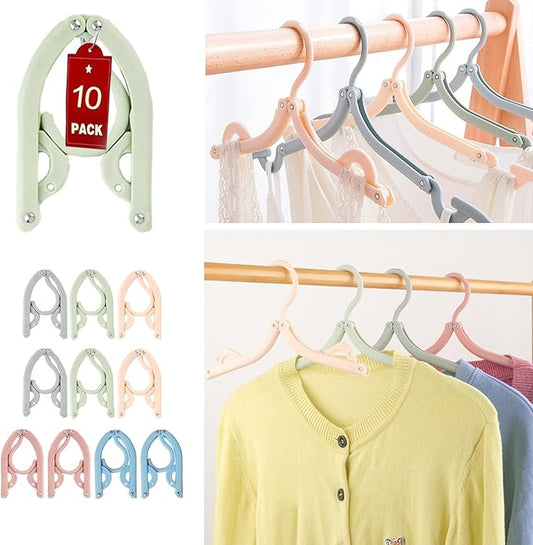 10Pcs Travel Hangers for Cruise Foldable Hangers - Portable Folding Clothes Hangers Travel Accessories Foldable Clothes Drying Rack Cruise Essentials 5colors