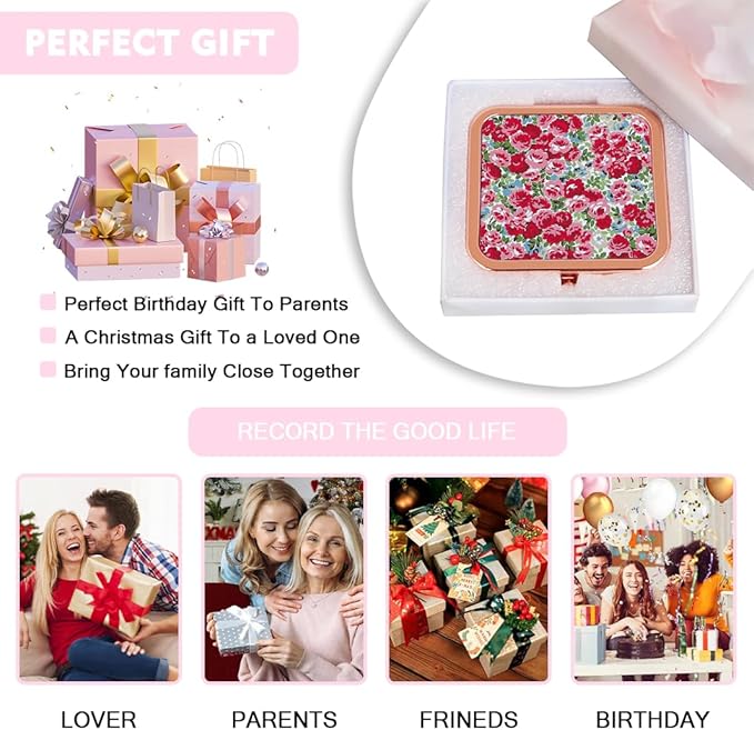 Retro Floral Makeup Compact Small Pocket Purse Mirrors Beauty Handheld Folding Portable Travel for Women Lady Girls