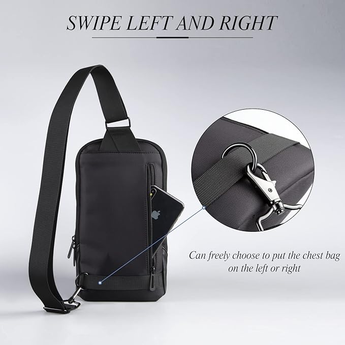 Kingsons Small Crossbody Bag Sling Bag for Men Women Waterproof Chest Pack with Anti Theft Pocket, Casual Daily Daypack Shoulder Bag for Running Travel Cycling Hiking