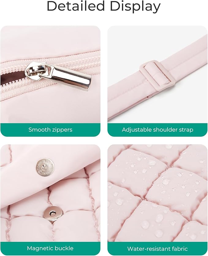 BAGSMART Lightweight Crossbody Bags for Women, Quilted Puffer Shoulder HandBags with Adjustable Strap for Travel