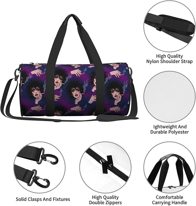 Duffel Bags Sports Gym Bag Travel Luggage Overnight Bags Goth Gotik Gothic Women Girl Art for Men Women Traveling