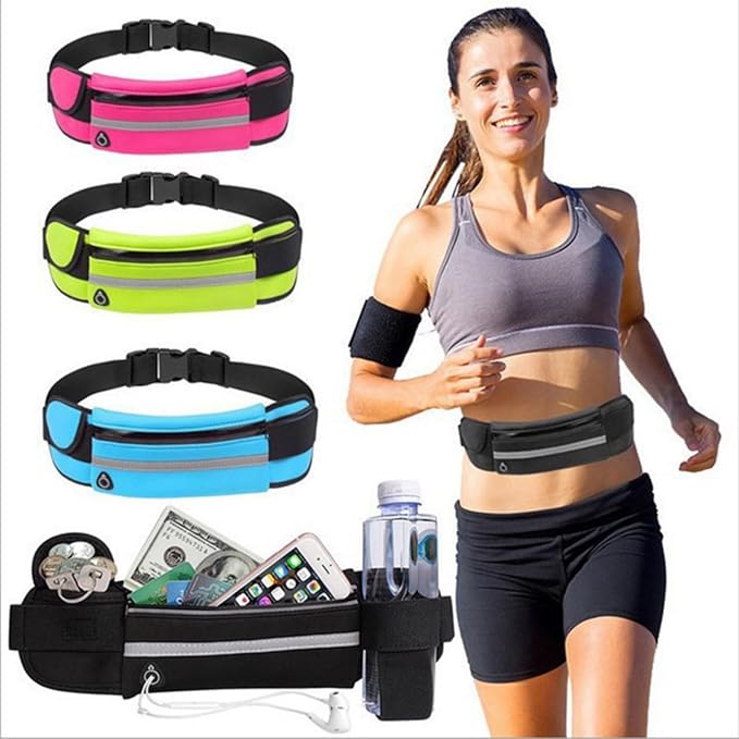 Anti-Theft Invisible Waist Bag, money belt for travel women hidden, hydration belts with water bottle (1, Green)