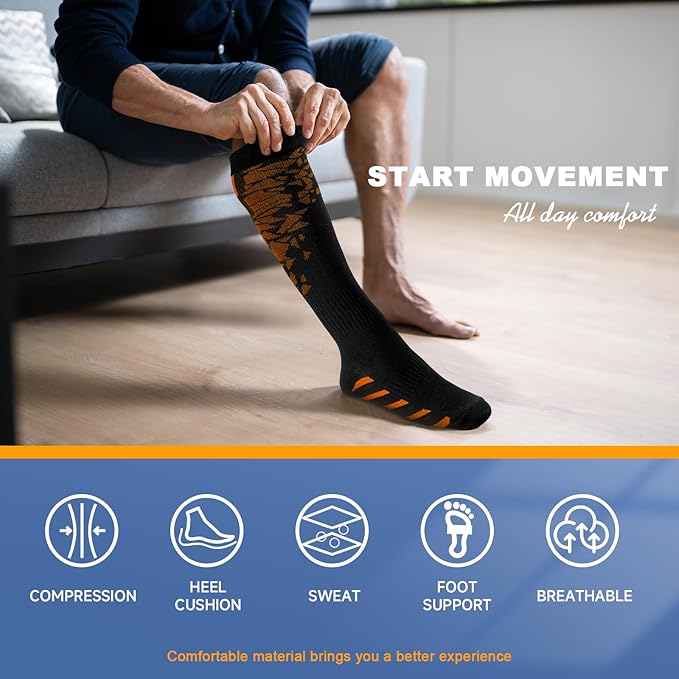 bropite Flora Compression Socks for Women & Men-Knee high 6 Pairs 20-30mmhg Support Running Nurse Travel