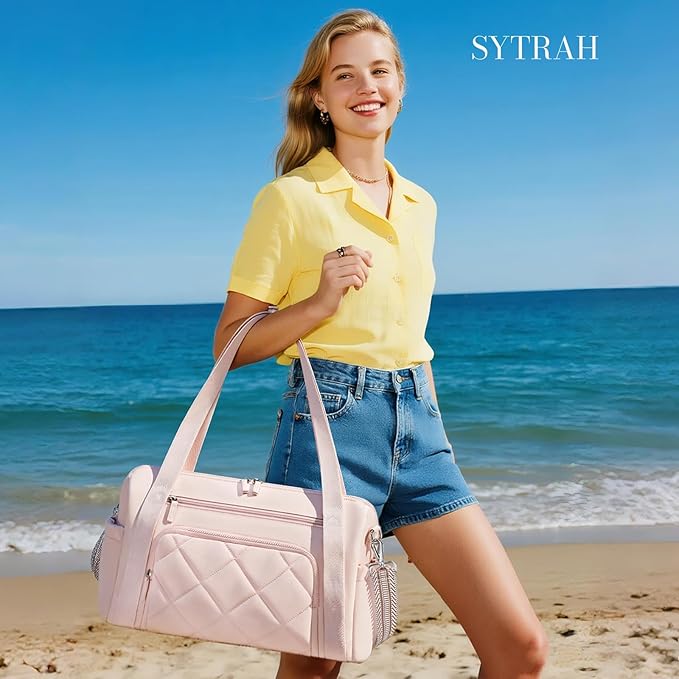 SYTRAH Gym Bag for Women, Duffle Weekender Bags for Travel, Lightweight Weekender Tote with Wet Pocket for Sports, Workout and Dance Pink