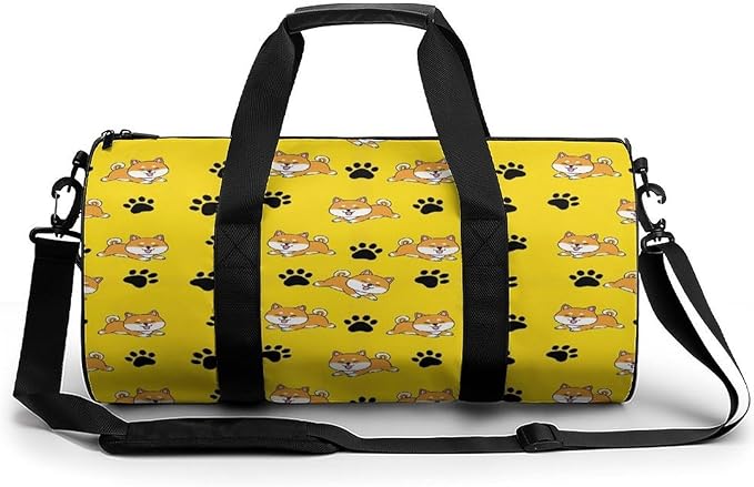 Gym Sports Travel Workout Bag Cute Shiba Inu Glasses Dog Dance Yoga Gymnastics Bag Basketball Football Weekender Bags for Men Women